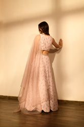 Rosey Pink Sequins Kali Lehenga Set